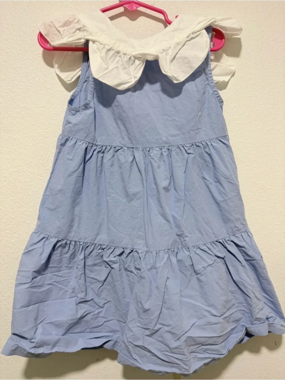 Zara Light Blue Tiered Dress with White Peter Pan Collar